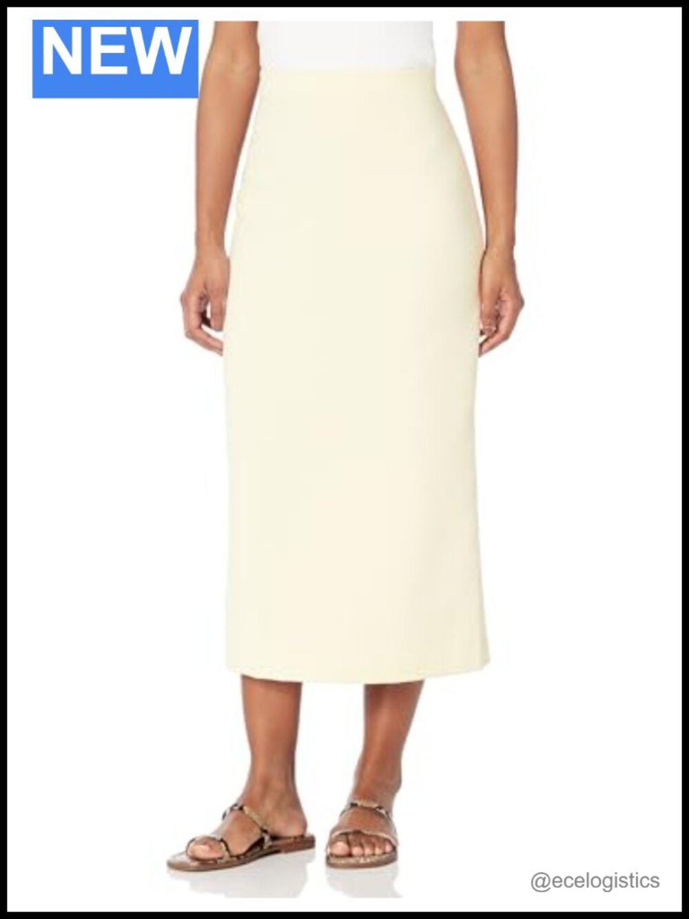 Women's Midi Pencil Skirt with Concealed Back Zip 62% Polyester 32% Viscose